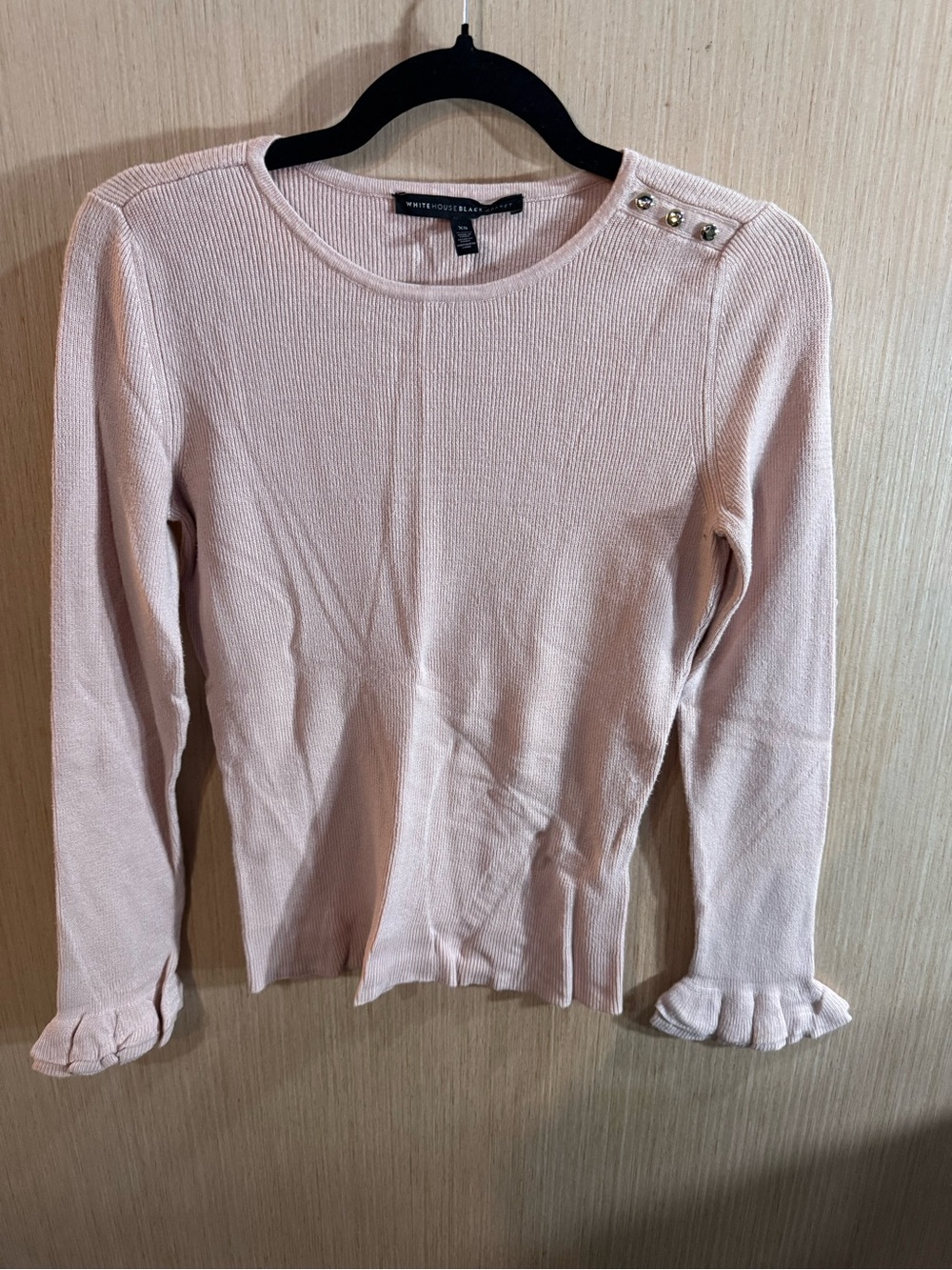 Women’s White House Black Market Blush Ruffle-Cuff Long Sleeve Sweater Size XS